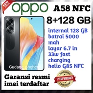oppo A58 NFC Ram 8+128 GB helio G35 kamera 50 mp oppo garansi 1 tahun resmi &amp; imei terdaftar 100%