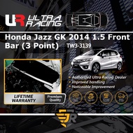 Ultra Racing Safety Bar Honda Jazz GK 2014 1.5 Front Strut Bar Engine Bar 3 Points Car Suspension Pa