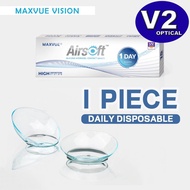 (1 PIECE) Maxvue Airsoft Daily Disposable Loose Piece Clear Lens 1 Day Use Contact Lenses