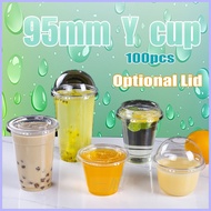 100pcs  milk tea cups with lid （12oz/16oz/22oz）disposable Dabba Cup with Set Lid / Dabba Lids ☜ ✤