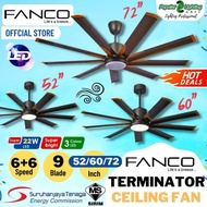 FANCO TERMINATOR 52” 60'' 72'' DC Motor Remote Control Ceiling Fan / 9 Aluminium Blade