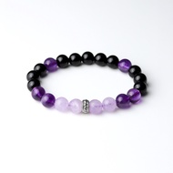 LUCYSUMMER กำไลข้อมือหินแท้ Black Violet - Amethyst Lavender Amethyst และ Onyx ขนาด 8 มม. พร้อมตัวคั