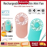 RakanKu CLEAR STOCK Malaysia Rechargeable Macaroon Light Weight Creative Ultra Thin Strong Wind Cartoon USB Handheld Mini Hand Portable Fan