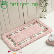 BETTER-LONTIME 1 Pcs Flower Rug, Microfiber Pink Pink Rug,  Non-Skid 16*24Inch Absorbent Floral Bath