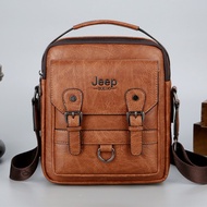 COD！JEEP Leather Messenger Bags Mens Travel Business Crossbody Shoulder Bag for Men