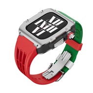 Modification Stainless Steel Case Silicone Strap For iwatch 5 6 7 8 9 44mm 45mm