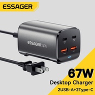 Essager PD 67W ที่ชาร์จ2C2A GaN USBA Type C ชาร์จเร็ว QC 4.0 PD 3.0 Type C อุปกรณ์ที่เข้ากันได้กับ i