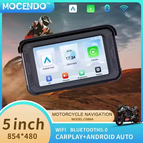 5" Motorcycle Upgrade Kit CS69A Wireless CarPlay Android Auto Display IP67 Waterproof for Enhanced N