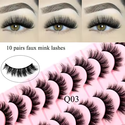 Visofree 3/10 Pairs Faux Mink Lashes Make Up Eyelashes Thick False Cils Natural Eyelash Extension Ha