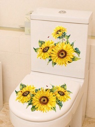 1 張向日葵防水廁所貼紙,浴室牆面裝飾貼紙