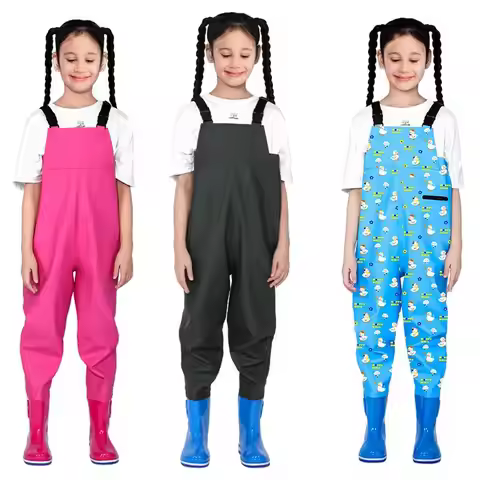 Kids Waders With Boots One-Piece Youth Fishing Waders Waterproof With Boots Hunting Waders Raincoats