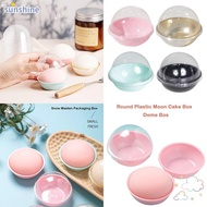 SSUNSHINE Round Plastic Moon Cake Box, Small Round DIY Wedding Party Cake Box,  Transparent Hemisphe