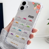 เคสโทรศัพท์ใสป้องกันการตก 1 ชิ้น ลายปฏิทินสวัสดีปีใหม่ 2025 เข้ากันได้กับ iPhone 17 Pro Max/17 Pro/1