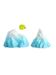 2入組藍白色北極冰山魚缸景觀裝飾物,水族箱裝飾,迷你岩石和冰山雪景玩具