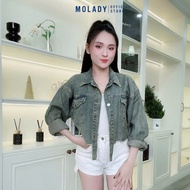 Áo khoác JEAN nữ MOLADY form lửng túi nắp thiết kế kiểu dáng mới mẻ K47