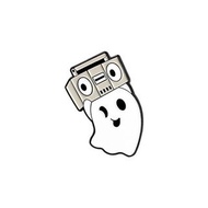 [6891] 胸針 / 別針 / 徽章 - 白色幽靈 骷髏 戴耳機 聽音樂 CD 收音機 (款式三)  Brooch / Pin / Pins - White Ghost / Skeleton / Headphones / Listen to music / CD / Radio