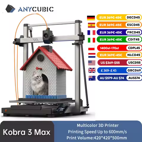 ANYCUBIC Kobra 3 Max AE Version Multi-Color 3D Printer Max Speed 600mm/s Massive Build Volume 500*42