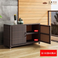 HY/JD Doorway Shoe Cabinet Outdoor Rattan Woven Balcony Shoe Cabinet Waterproof and Sun Protection Locker Outdoor Storag