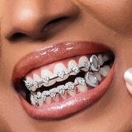 1 ชุด แฟชั่น 6 ซี่ ฟันรูปหัวใจเพชรแวววาว ฮิปฮอป Tooth Grillz, เครื่องประดับอเนกประสงค์สำหรับใส่ในชีว