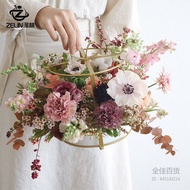 [Quanjia Department Store] Iron Flower Stand Flower Basket Metal Gold-Plated Geometric Flower Basket Flower Arrangement Blue Bracelet Flower Art Materials