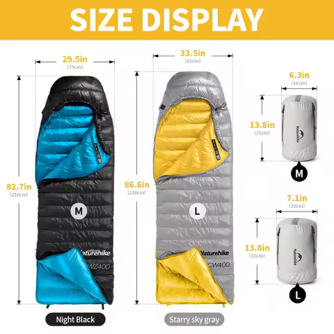 Naturehike CW400 CW700 Sleeping Bag Lightweight Duck Down Winter Thick Warm Ultralight Outdoor Hikin