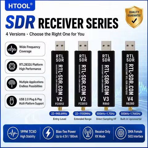 RTL-SDR V4/V2 Receiver RTL-SDR V4/V2 R828D Software Defined Radio Receiver 500KHz-1.766GHz Tuner Chi