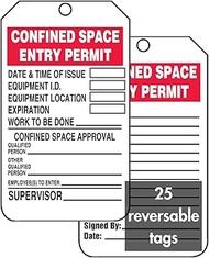 Accuform Signs TCS323CTP Confined Space Status Tag, Legend"CONFINED Space Entry Permit", 5.75" Lengt
