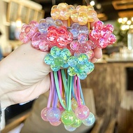 12PCS Ball Charm Hair Ties for Little Girls Colored Camellia Bead Rubber Band Bubble Hair Ties with 