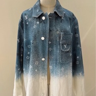 LV 星空漸層滿版Logo牛仔襯衫外套 size:L