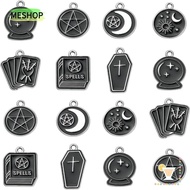 ME Black Tarot Charms, 7 Styles Black Magic Witch Charms, Zinc Alloy 13-25mm Enamel Coffin Magic Ball Tarot Card Charms For Jewelry Making Bulk