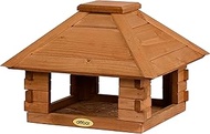 dobar Bird House Block House Square with Wooden Roof - Bird Feeder Made of Wood Weatherproof Varnish