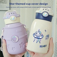 500ML adult children's thermos cup Astronaut Straw Children's Thermos Cup Pot 316 Stainless Steel Portable Strap Female