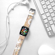 Apple Watch Series 1 , Series 2, Series 3 - Apple Watch 真皮手錶帶，適用於Apple Watch 及 Apple Watch Sport - Freshion 香港原創設計師品牌 - 米色玫瑰花紋 cr13