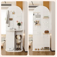 Wood pegboard partition screen rack home mobile rack decorative rack display storage rack store comp