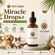 VetCoco Miracle Drops Pet Skin Oil | Dog Allergy Relief | Itchy Skin & Paw Redness Care.