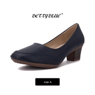 Betty Blue Women's Navy Leather Formal Mid Heel Court Shoes 039-A