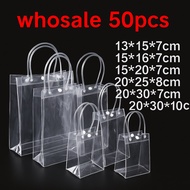 50pcs Transparent PVC Gift Bags Tote Packaging Bags Doorgift Bag Gift Bag Plastic Bag PVC Bag Goodie