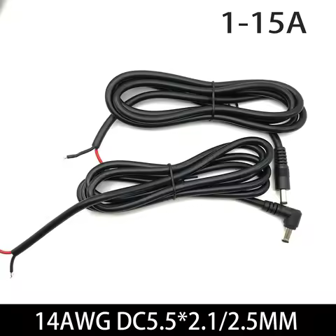 All Copper DC 5.5*2.1mm 5.5*2.5mm Eblow 90Degree Power Extension cable Male plug 15A 12V-24V 180W Fo
