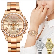 GENEVA Women Fashion Classic Simple Style Rhinestone Diamond Dial Analog Quartz Wrist Watch