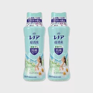 (2瓶任選超值組)日本P&amp;G Lenor蘭諾-煮沸般超消臭汗味衣物除臭芳香顆粒香香豆490ml/瓶(香氛柔軟精,洗衣槽防霉,室內晾曬防臭劑,滾筒直立洗衣機適用) 室內消臭(水藍色)*2