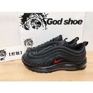 High Quality NIKE AIR MAX 97 Black Red LOGO Leather 3M Reflective Black Hook AIR Cushion Jogging Men Women Shoes AR4259-001