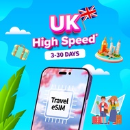 eSim Travel UK with 3G/4G high-speed internet【1GB】Data Roaming eSIM 7, 10 & 15 days