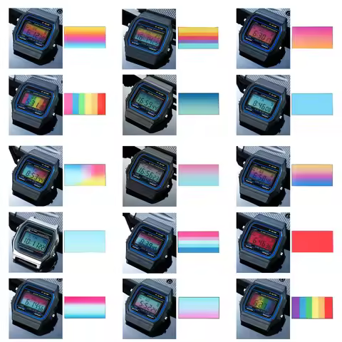 DIY Ins Style Color Screen Protector Film Sticker for Casio F91 F105 A158 A159 A168 Watch, HD Clear
