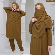 Baju Muslimah Set Seluar Tudung Blouse Muslimah Jubah Umrah Suit Ironless Plussize - SUIT RAUDHAH YE