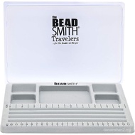 Beadsmith Mini Beaded Board-Gray Flocking, 4 Straight Grooves, 5 Embedded Compartments, 7.75 X 11.25