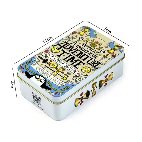 10.3*6cm Adventure Time Tarot in a Tin Metal Box Gold-plated Edge Tarot Cards For Divination Tarot D