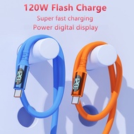 120W USB to Type C Type-C T0 C Cable Digital Display 6A PD Fast Charger Cable For สายชาร์จ Apple Hua