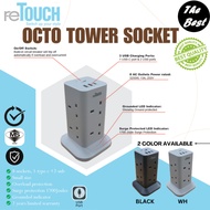 SIRIM APPROVED ReTouch/ Octo Tower Socket 13A USB Type-C c/w Surge Protection Extension 2 Meter Wire