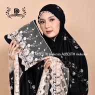 Mukena Dewasa Teratai Tulip Rayon Katun Silk Jumbo Terbaru Kualitas Premium Bordir Timbul Mewah Manik Swarovsky mukenah Putih ALBESTH