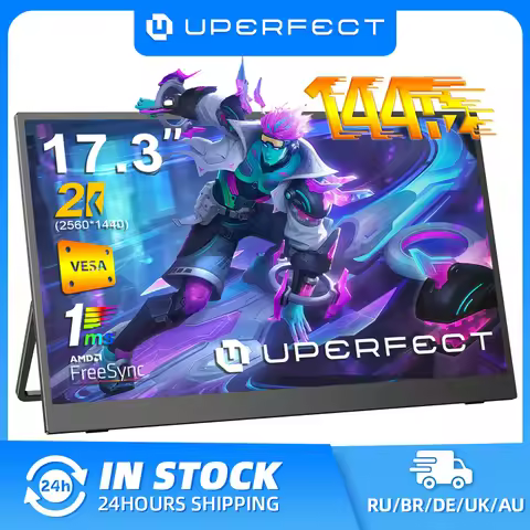 UPERFECT 17.3" 2K 144Hz 1MS Portable Gaming Monitor 2560 x 1440P USB-C HDMI HDR FreeSync External Sc